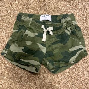 Camo drawstring shorts.